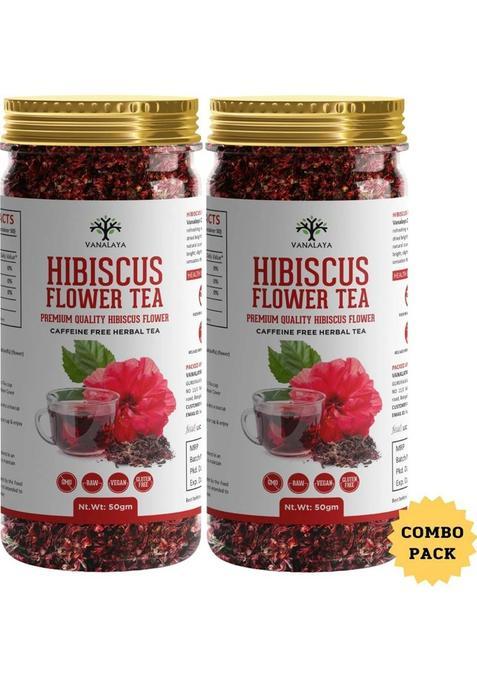 Vanalaya Organic Hibiscus Flower Tea From Sun Dried Hibiscus Petals For Weight Loss, Reduce Stress And Blood Pressure Herbal Tea Plastic Bottle&nbsp;&nbsp;(2 X 50 G)