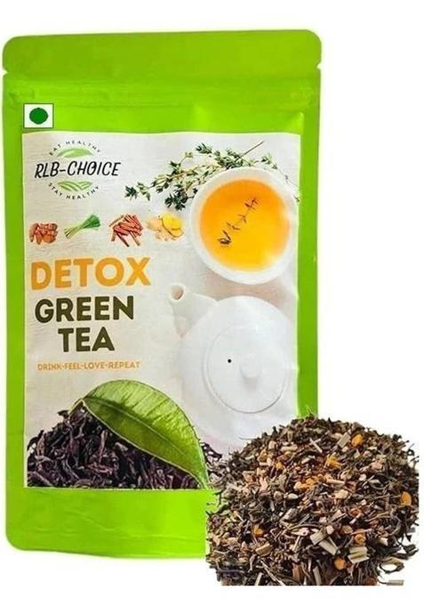 Rlb-Choice Detox Loose Leaves Green Tea For Weight Loss,Better Digestion,Boost Immunity Ginger, Turmeric, Cinnamon Green Tea Pouch (80 G)