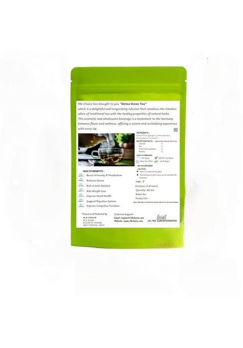 Rlb-Choice Detox Loose Leaves Green Tea For Weight Loss,Better Digestion,Boost Immunity Ginger, Turmeric, Cinnamon Green Tea Pouch (80 G)