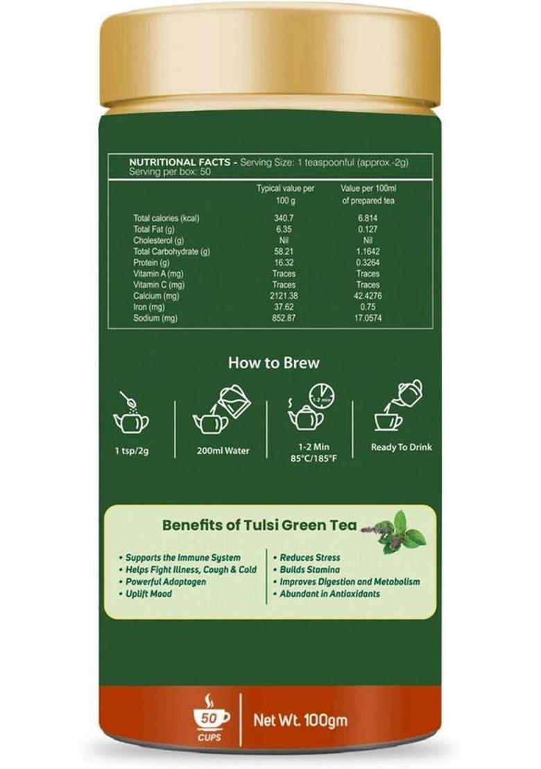 Nutrovally Green Tea With Tulsi For Weight Loss Loaded With Anti-Oxidants & 100% Natural Tulsi Green Tea Tin (100 G)