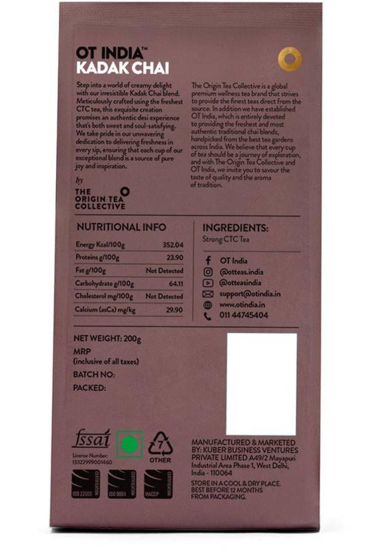 Ot India Masala Chai, Kadak Chai, Elaichi Chai (Pack Of 3) Spices, Plain, Cardamom Tea Pouch (3 X 200 G)