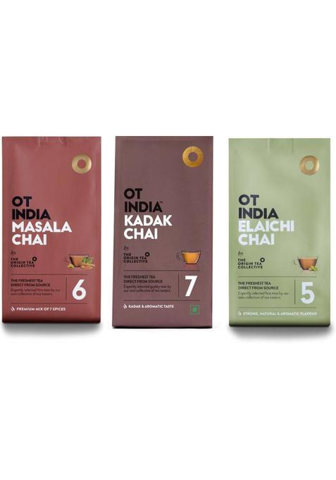 Ot India Masala Chai, Kadak Chai, Elaichi Chai (Pack Of 3) Spices, Plain, Cardamom Tea Pouch (3 X 200 G)