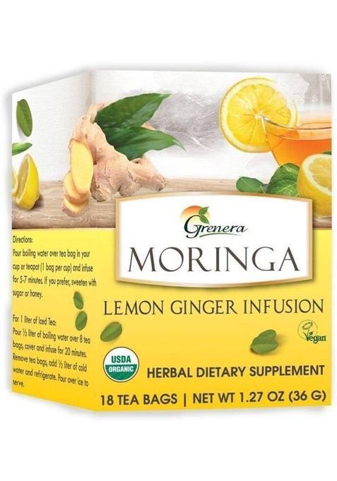 Grenera Moringa Lemon Ginger Infusion Lemon Herbal Tea Bags Box&nbsp;&nbsp;(36 G)