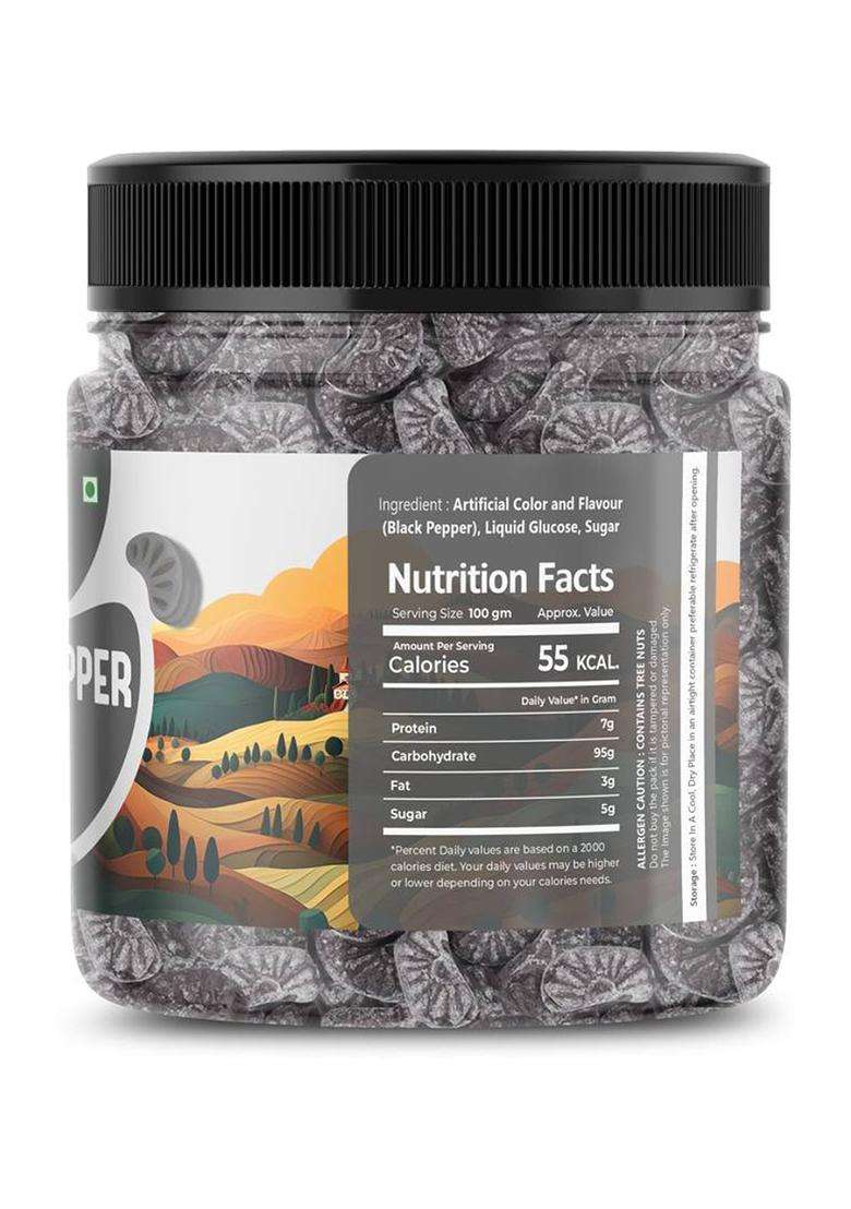 Nastran Nuts Black Pepper Candy | Sweet & Spicy Treat Natural Ingredients Digestive Aid (250 G) - Indya