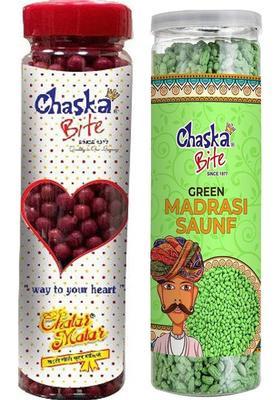 Chaska Bite Chatar Matar| Khatti Meethi|Chatpati Goli|200 Gm Green Madrasi Saunf 200G Chatpati Candy (2 X 0.25 Kg)
