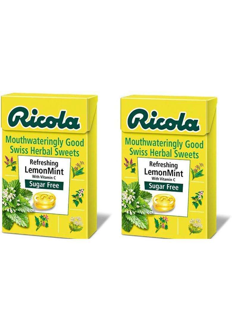 Ricola Sugar Free Lemon Mint (Imported) 45G, (Pack Of 2),90G Candy (2 X 45 G) - Indya