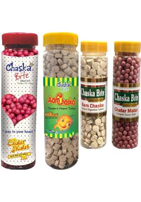 Chaska Bite Aam Chatar Matar Chatpati Candies Digestive Pack Of 4 Dry Mango, Sweet And Sour Candy (4 X 190 G)