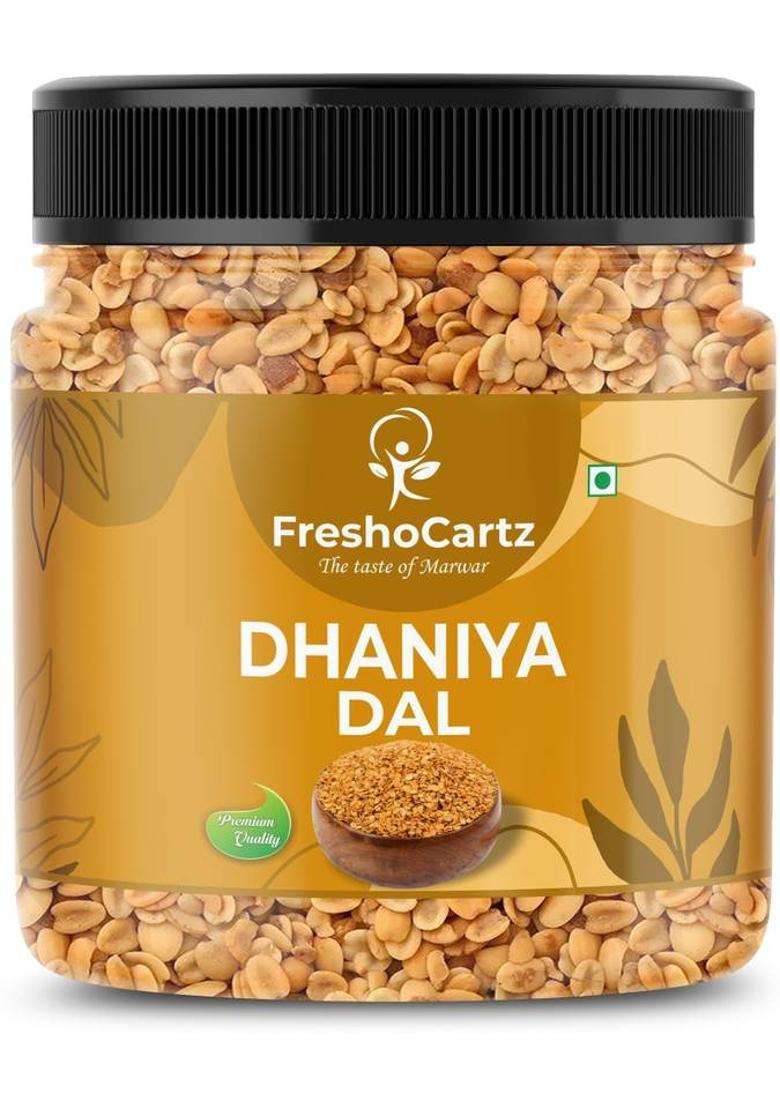 Freshocartz Roasted Dhaniya Dal | Salted Dhana Coriander Salty Mouth Freshener (2 X 300 G) - Indya