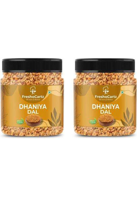 Freshocartz Roasted Dhaniya Dal | Salted Dhana Coriander Salty Mouth Freshener (2 X 300 G)