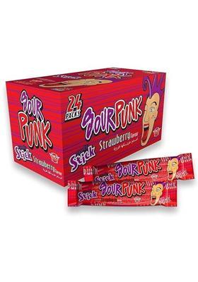 Sour Punk Candy Sticks In Strawberry Flavour, (24 X 40 G)