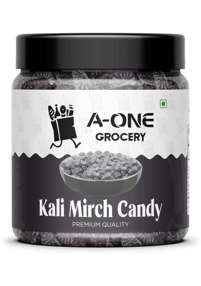 A-One Grocery Kali Mirch Candy | Black Pepper Flavoured Chatpata Masala Goli (250 G) Pack of 1 - Indya