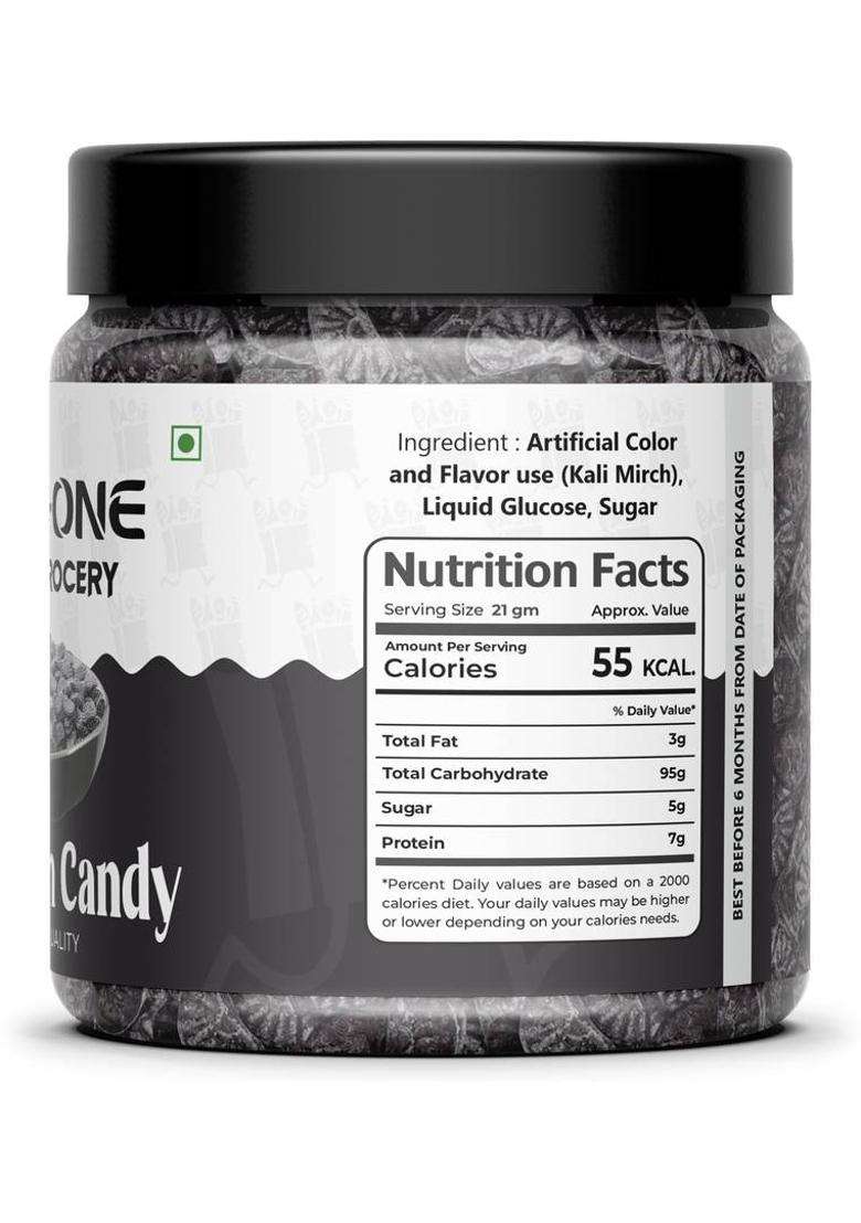 A-One Grocery Kali Mirch Candy | Black Pepper Flavoured Chatpata Masala Goli (250 G) Pack of 1 - Indya