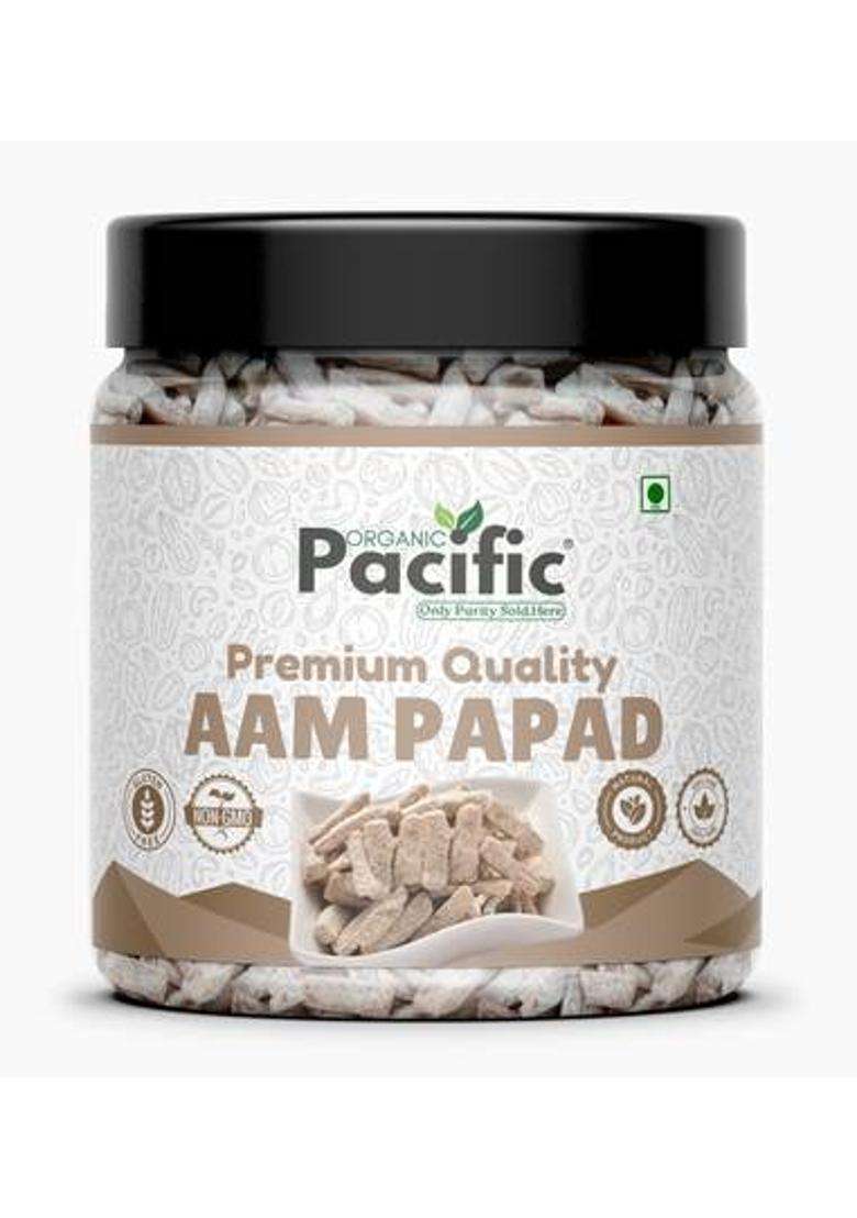 Organic Pacific Aam Papad | Sweet And Tangy Mango Slice Traditional Fruit Snack & Tangy, Chatpata, Slightly Bitter Sour Candy (250 G) - Indya
