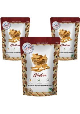 Fzyezy Healthy Dried Candy|Snacks|Slices|Dehydrated Fruits Pack Of 3 Chikoo Toppings & Chips (3 X 20 G)