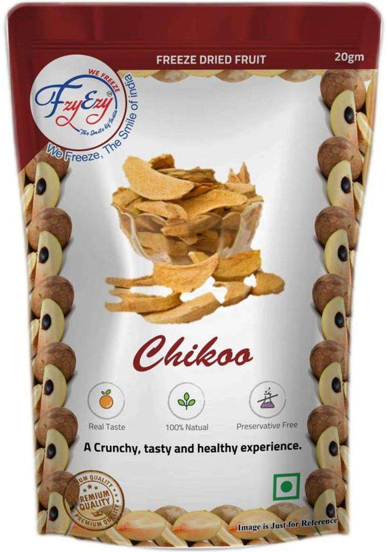 Fzyezy Healthy Dried Candy|Snacks|Slices|Dehydrated Fruits Pack Of 3 Chikoo Toppings & Chips (3 X 20 G) - Indya