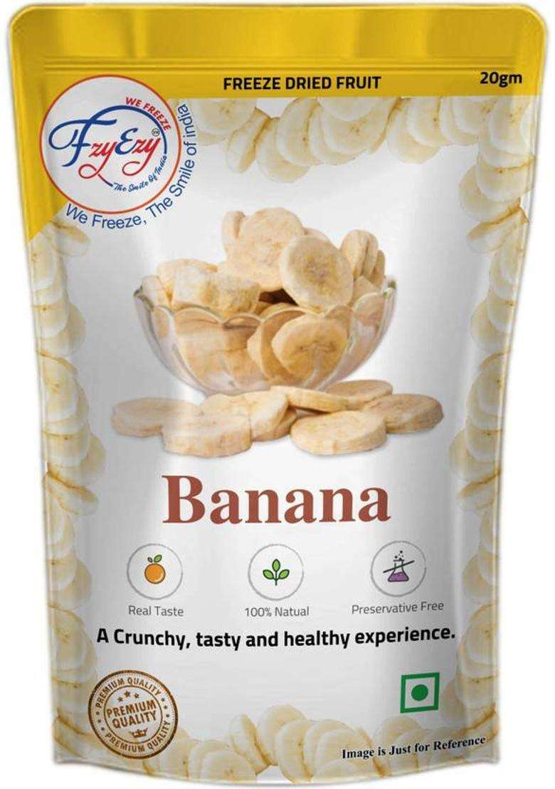 Fzyezy Healthy Dried Candy|Snacks|Slices|Dehydrated Fruits Pack Of 3 Banana Toppings & Chips (3 X 20 G) - Indya