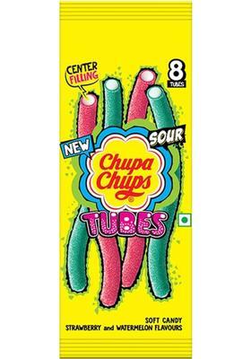 Chupa Chups Long Tubes, Strawberry Flavour, Soft Candy & Watermelon (80 G)