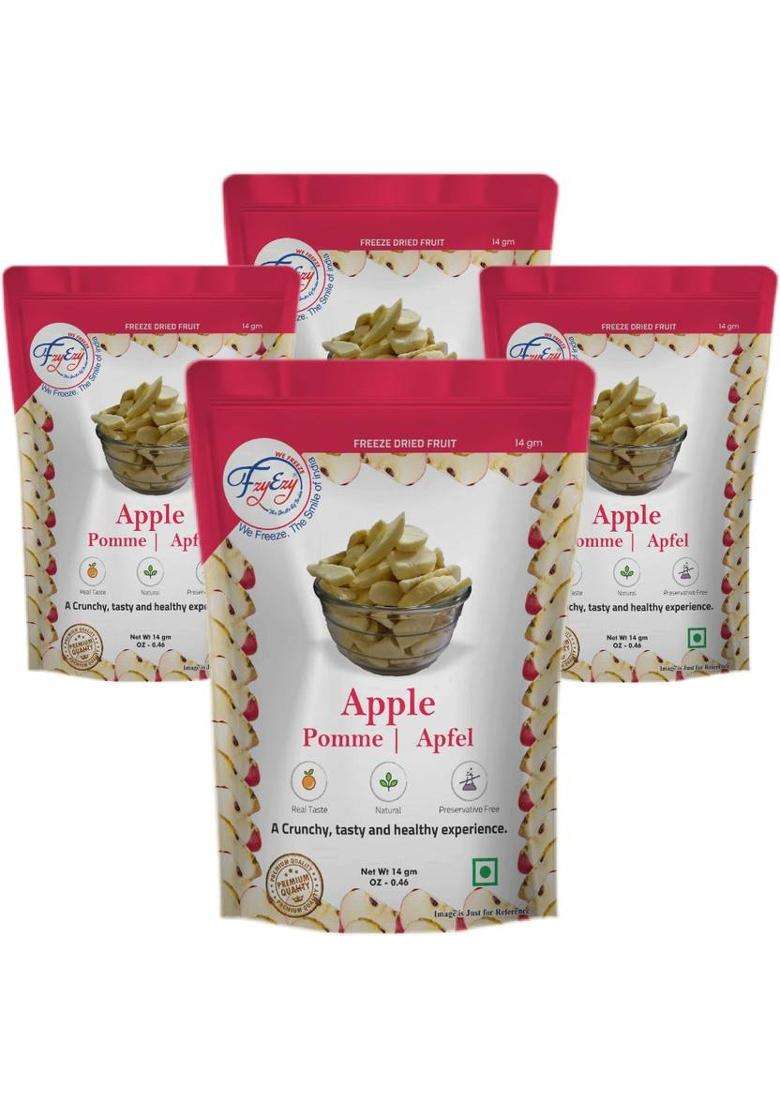 Fzyezy Healthy Dried Candy|Snacks|Slices|Dehydrated Fruits Pack Of 4 Apple Toppings & Chips (4 X 14 G) - Indya