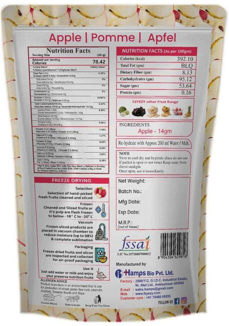 Fzyezy Healthy Dried Candy|Snacks|Slices|Dehydrated Fruits Pack Of 4 Apple Toppings & Chips (4 X 14 G) - Indya