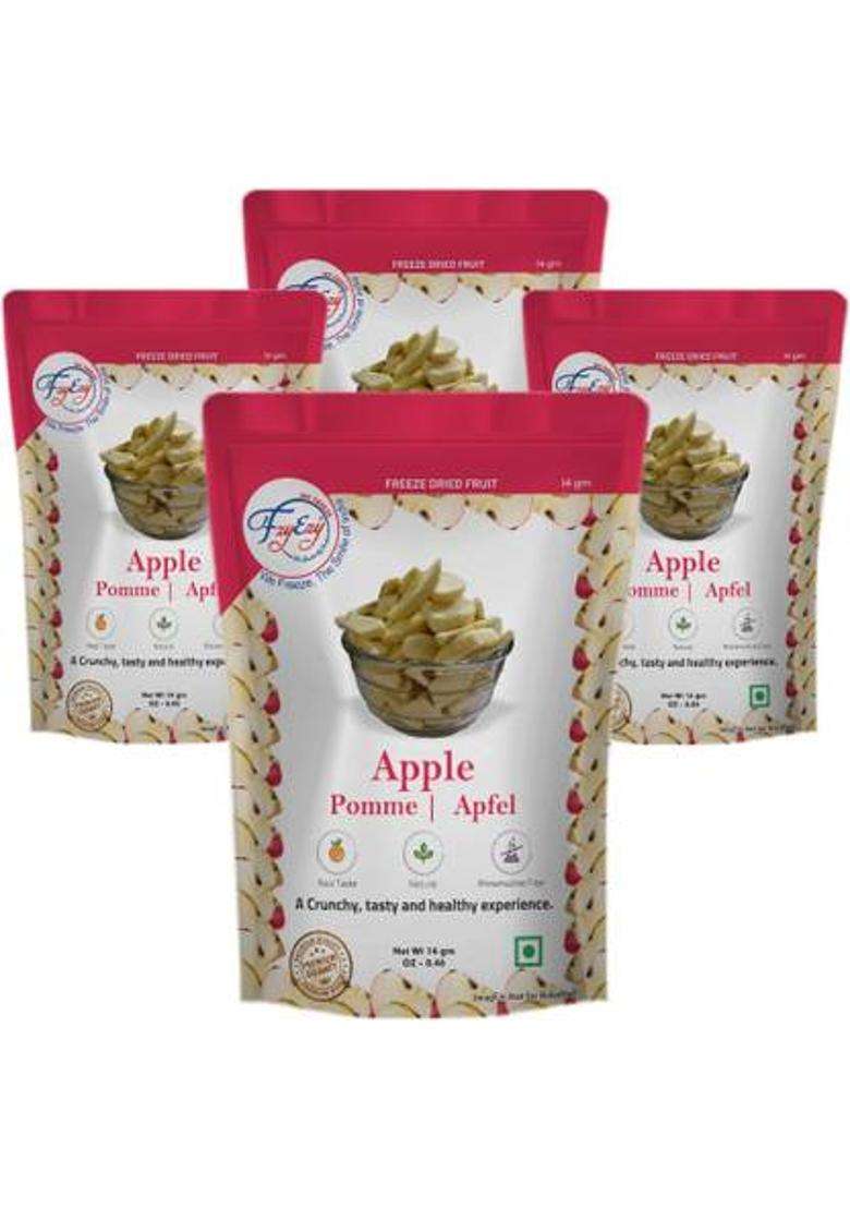 Fzyezy Healthy Dried Candy|Snacks|Slices|Dehydrated Fruits Pack Of 4 Apple Toppings & Chips (4 X 14 G) - Indya