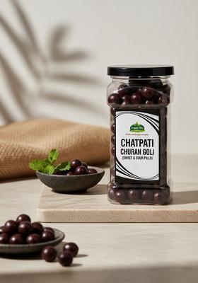 Organic Bites Chatpati Churan Goli Mukhwas I Chatpat Candy (Sweet & Sour Pills Black) Jar Pack Khatti Mithi Digrestive (200)