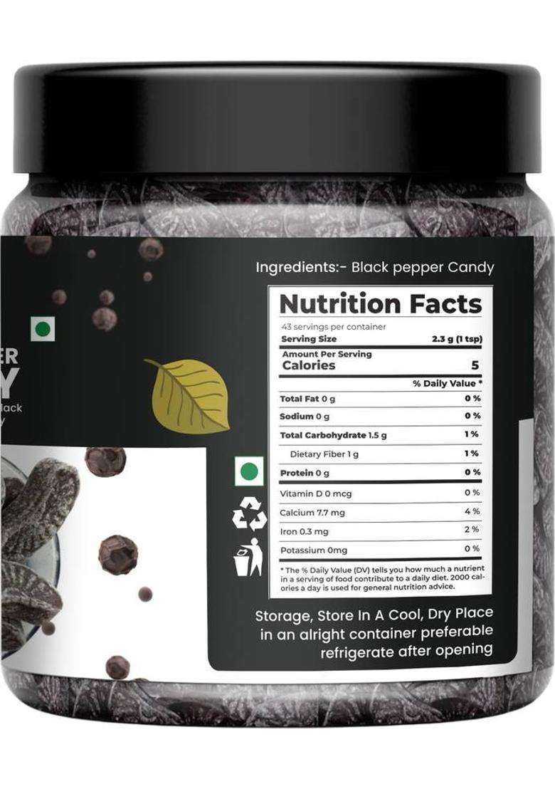 Nutri Zaika Black Pepper Candy | Spicy Herbal Sweet Ayurvedic Digestive & Tangy (200 G) Pack of 1 - Indya