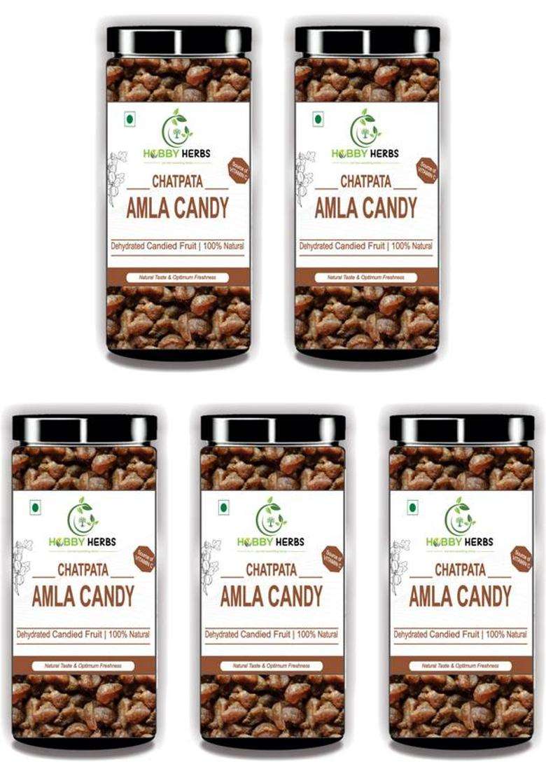 Hobby Herbs Chatpata Amla Candy 1Kg |Masala |Indian Gooseberries | (5 X 200 G) Pack of 1 - Indya