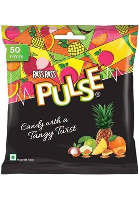 Pass Pulse Triple Twist Candy Mix Popuch Orange, Guava,Pineapple Flavour All Together (50 Pieces)