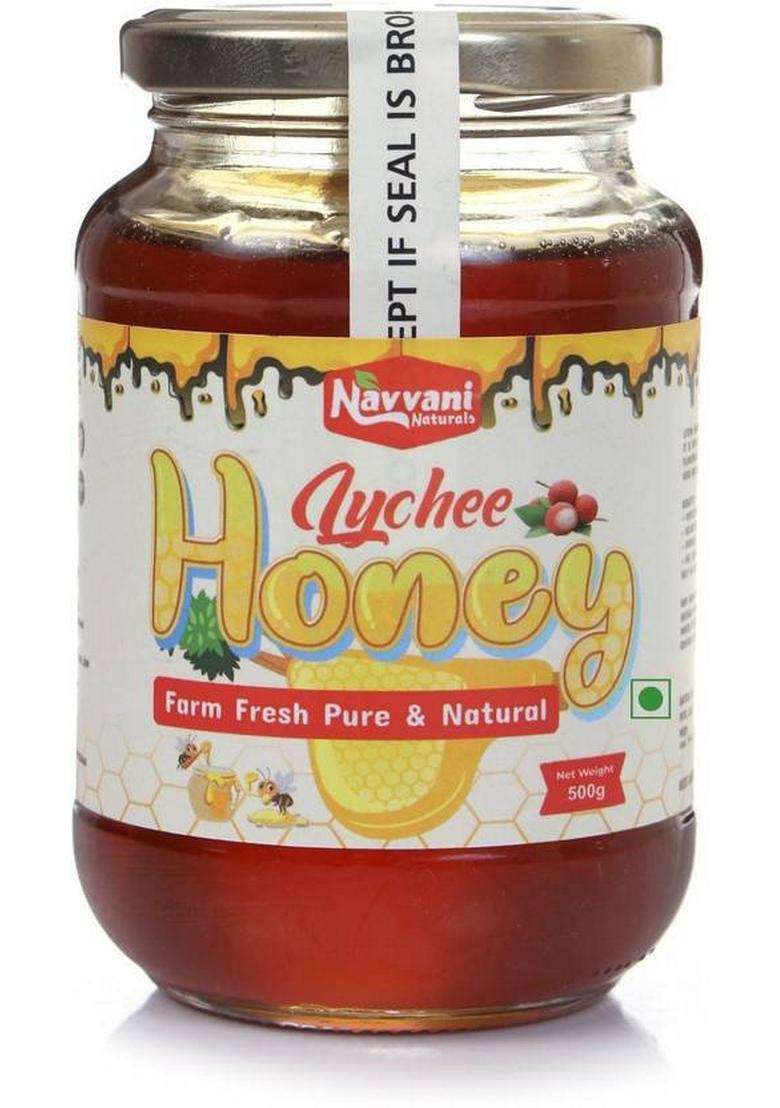 Navvani Naturals Litchi Honey Golden And Tangy Raw Pure Natural Nmr Tested Unprocessed (500 G) - Indya