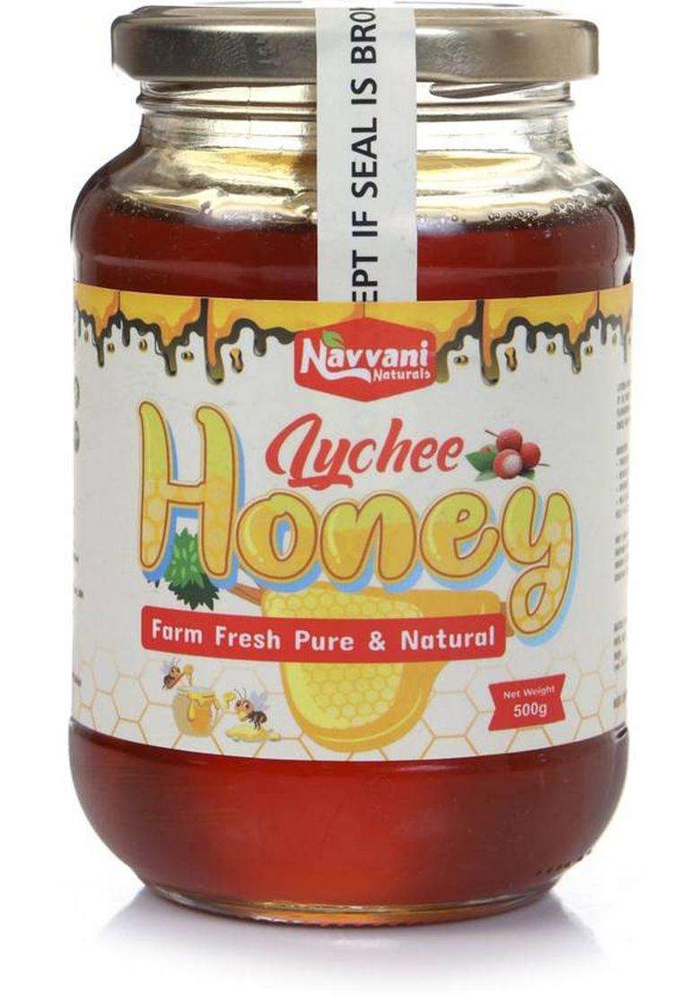 Navvani Naturals Litchi Honey Golden And Tangy Raw Pure Natural Nmr Tested Unprocessed (500 G) - Indya