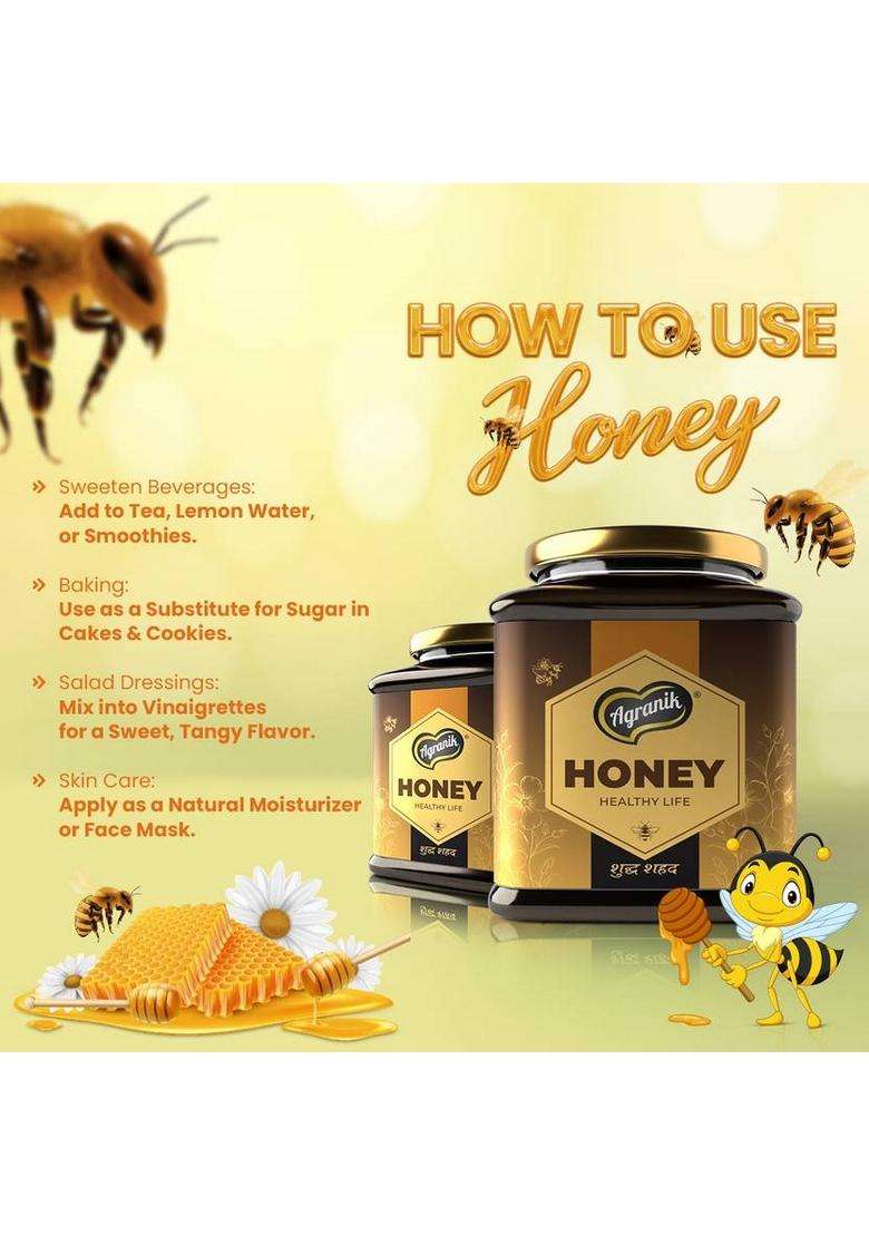 Agranik Pure Himalayan Honey | Multifloral Natural Sourced From The Himalayas (900 G) - Indya
