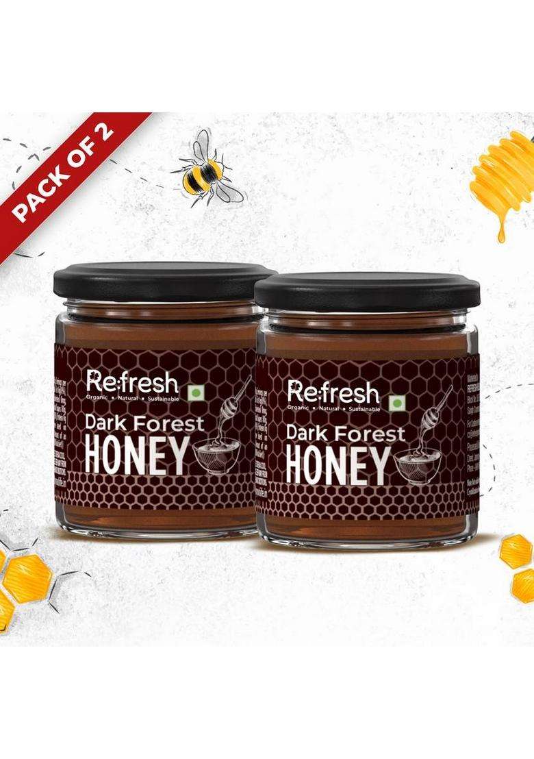Refresh Raw Dark Forest Honey 50G | Fresh, Natural And Pure Taste Highly Nutritious (2 X 50 G) - Indya