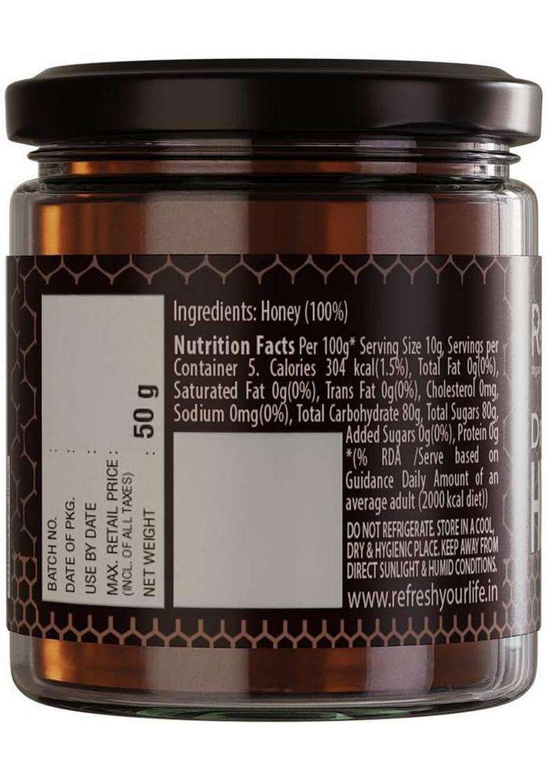 Refresh Raw Dark Forest Honey 50G | Fresh, Natural And Pure Taste Highly Nutritious (2 X 50 G) - Indya