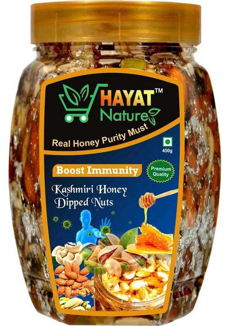 Hayat Nature Organic & Pure Kashmiri Honey With Roasted And Crunchy Dryfruits Nuts 100% Immunity Energy Booster (450 G) - Indya