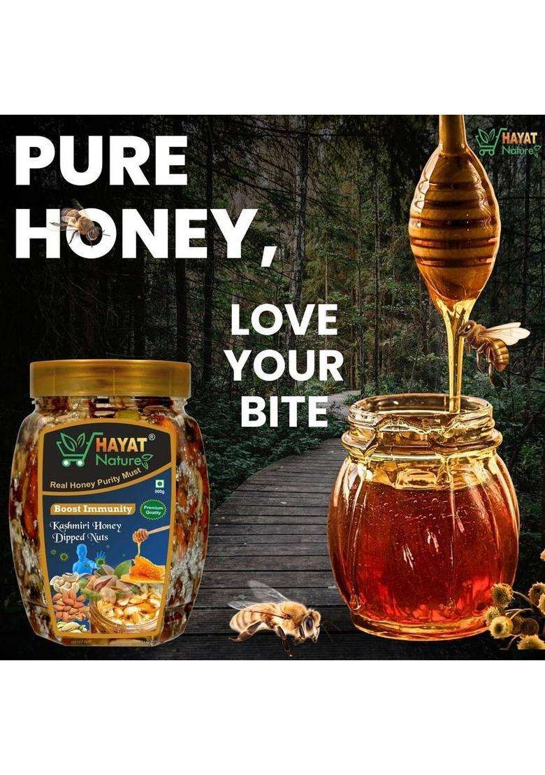 Hayat Nature Organic & Pure Kashmiri Honey With Roasted And Crunchy Dryfruits Nuts 100% Immunity Energy Booster (450 G) - Indya