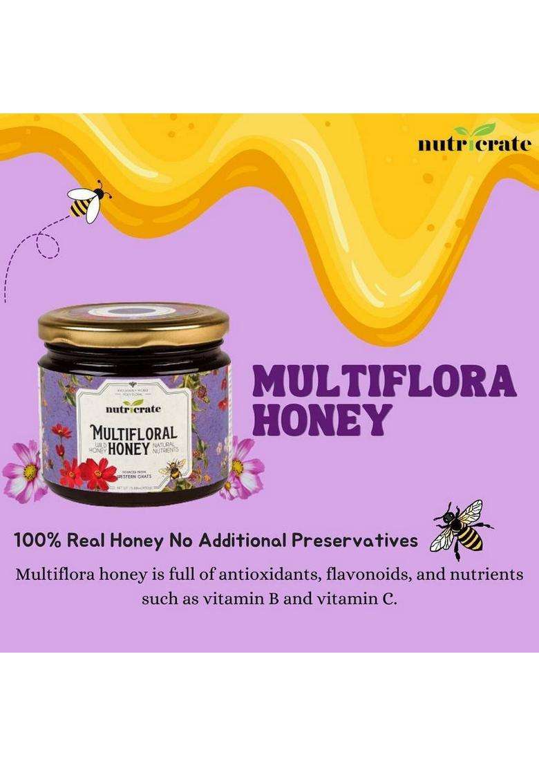 Nutricrate Rare Forest Multi Flower Honey,Organic,100% Pure,Raw From The Wild Beehives (250 G) - Indya