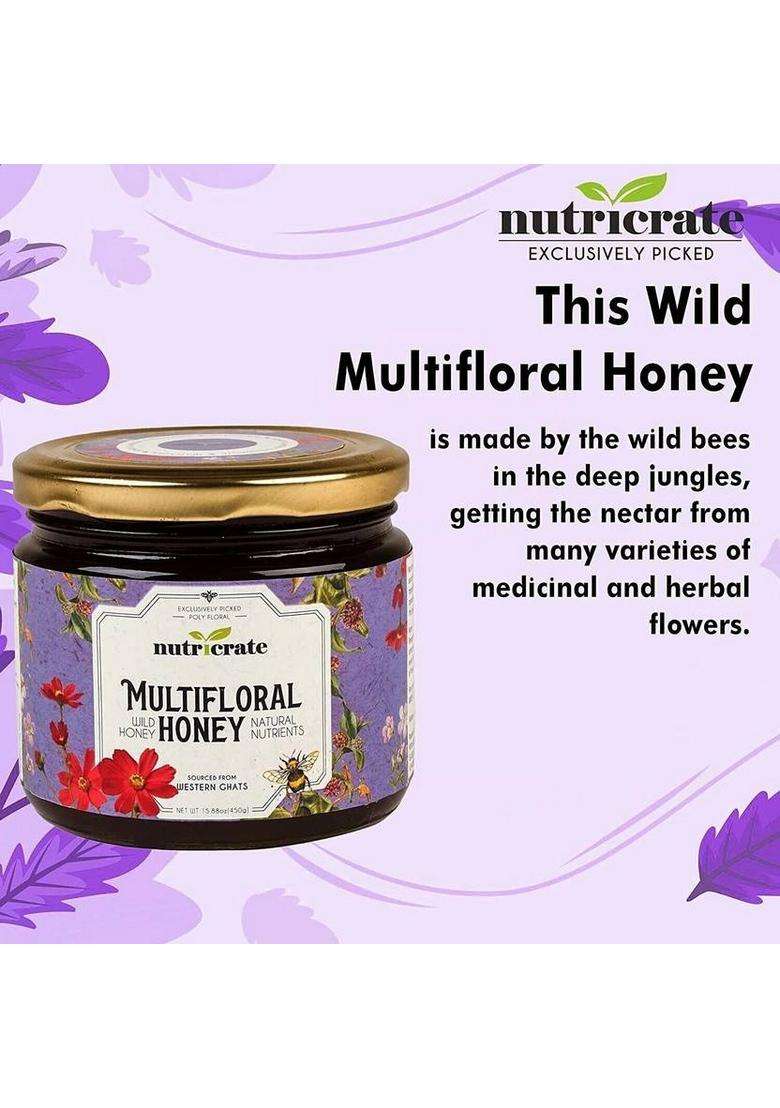 Nutricrate Rare Forest Multi Flower Honey,Organic,100% Pure,Raw From The Wild Beehives (250 G) - Indya
