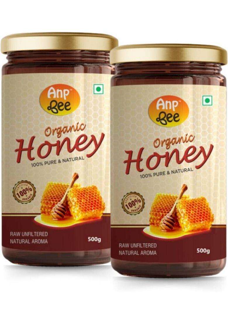 Anp Bee Raw Organic Honey 500G (Pack Of 2) | Nmr Tested I Certified (2 X 0.5 Kg) - Indya
