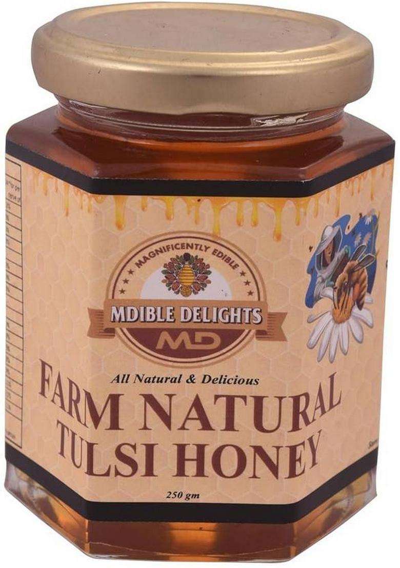 Mdible Delights Farm Naturelle Tulsi Honey -Pure Organic Infused With Sacred Basil (Tulsi) (250 Ml) - Indya