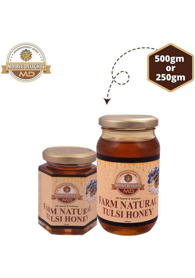 Mdible Delights Farm Naturelle Tulsi Honey -Pure Organic Infused With Sacred Basil (Tulsi) (250 Ml) - Indya