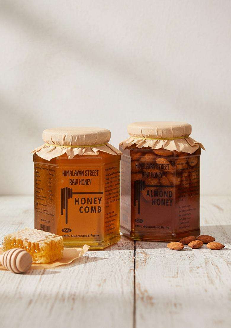 Himalayan Street Raw Honey 100% Natural Unprocessed Acacia Almond & Comb 500 Gm X 2 Pack. (1 Kg) - Indya