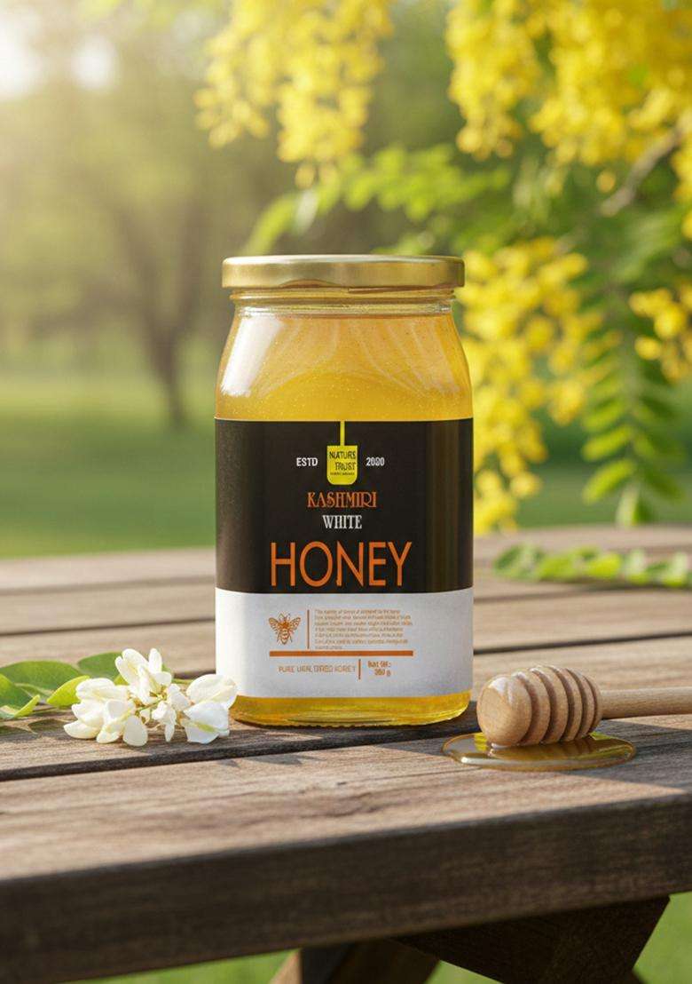 Nature Trust Kashmiri Acacia Raw Honey Pure Natural & Unfiltered White (500 G) - Indya