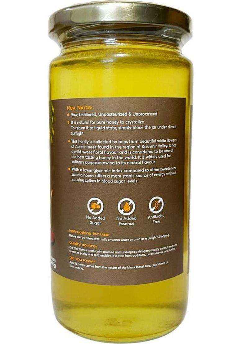 Pure Whites Acacia Forest Flower Honey From Kashmir, Raw Natural Unprocessed Unfiltered (500 G) - Indya