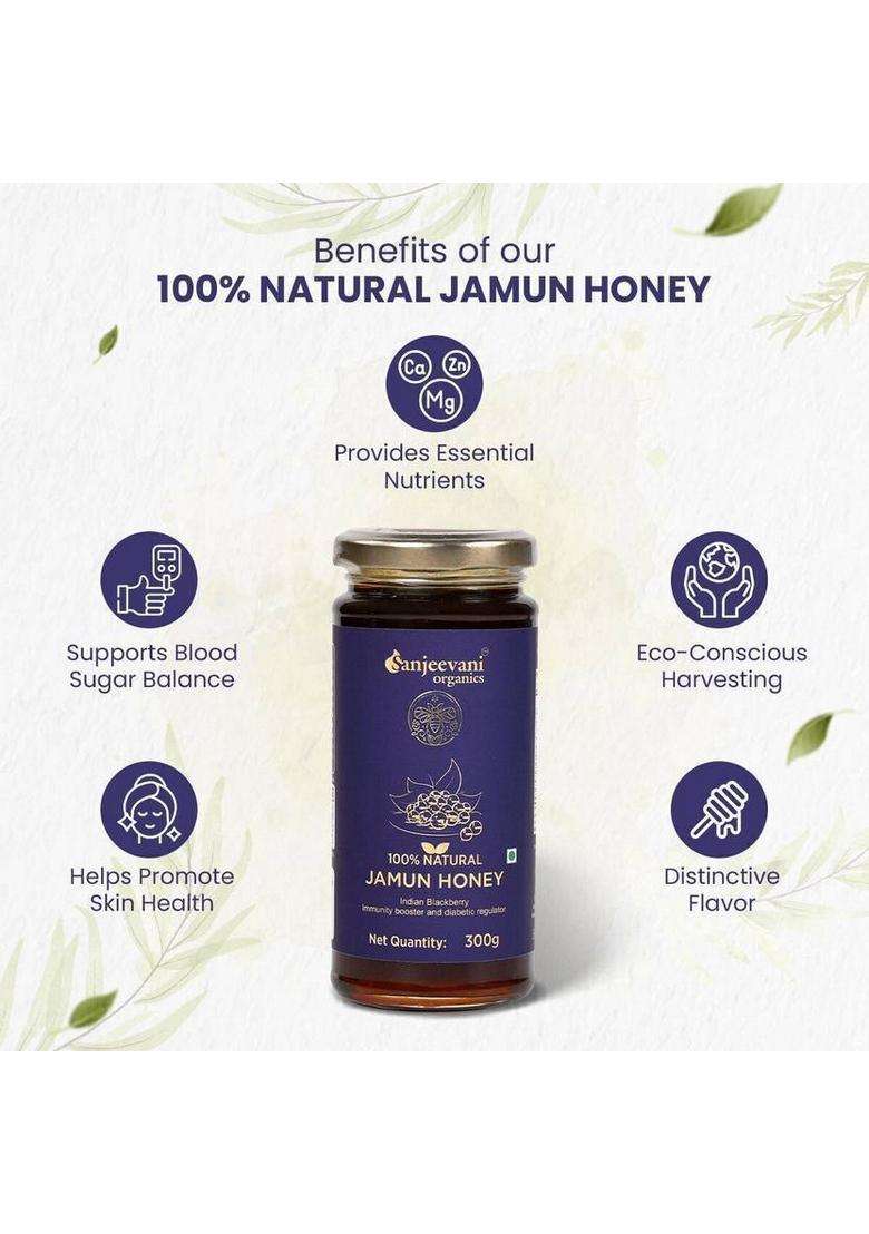 Sanjeevani Organics Natural Jamun Honey | No Additives Added Sugar Mono Flora (300 G) - Indya