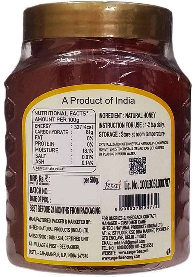 Super Bee Superbee Natural Honey 500Gm (500 G) - Indya