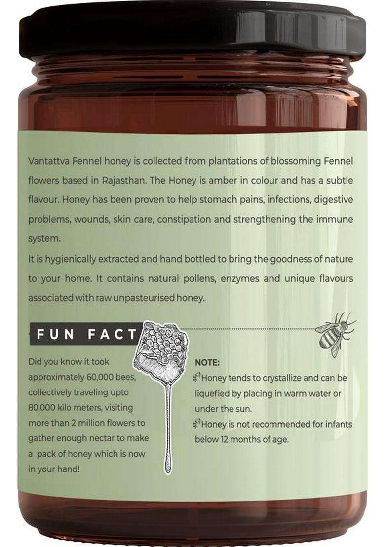 Vantattva Unprocessed Organic Raw Honey-Fennel (700 G) - Indya