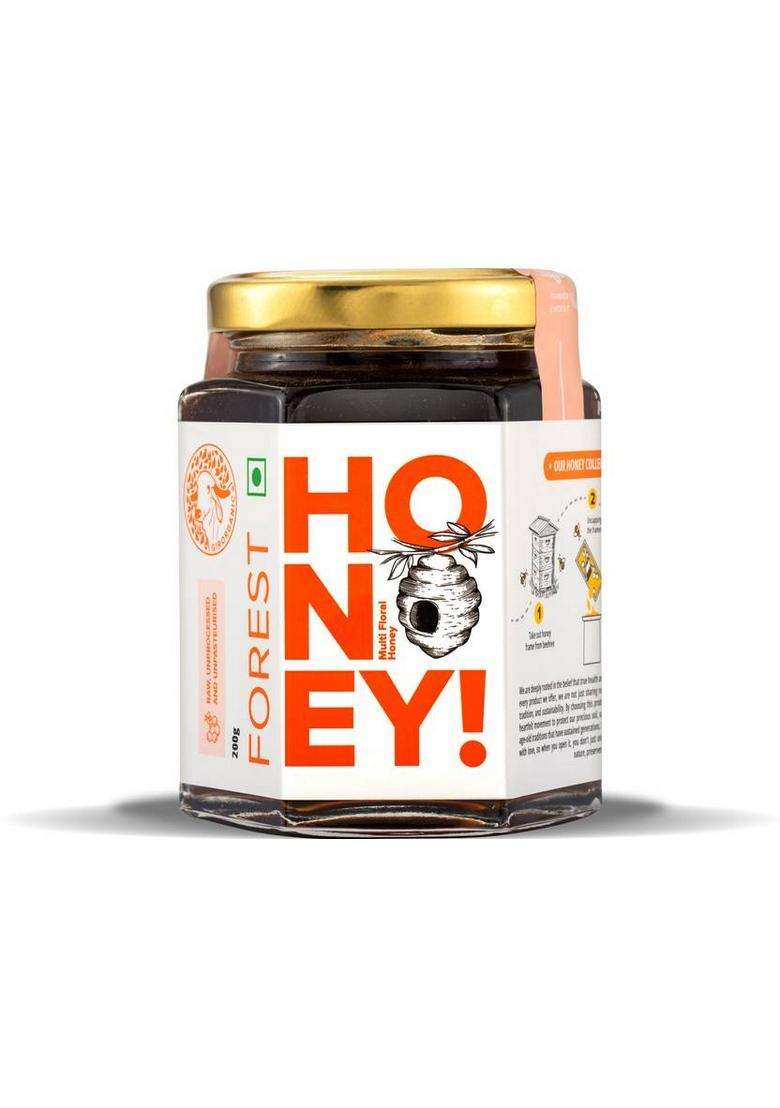 Girorganic Forest Honey | Raw, Unprocessed & Nmr Tested Multi Floral (200 G) - Indya