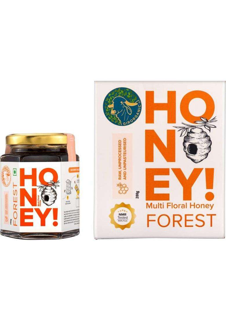 Girorganic Forest Honey | Raw, Unprocessed & Nmr Tested Multi Floral (200 G) - Indya
