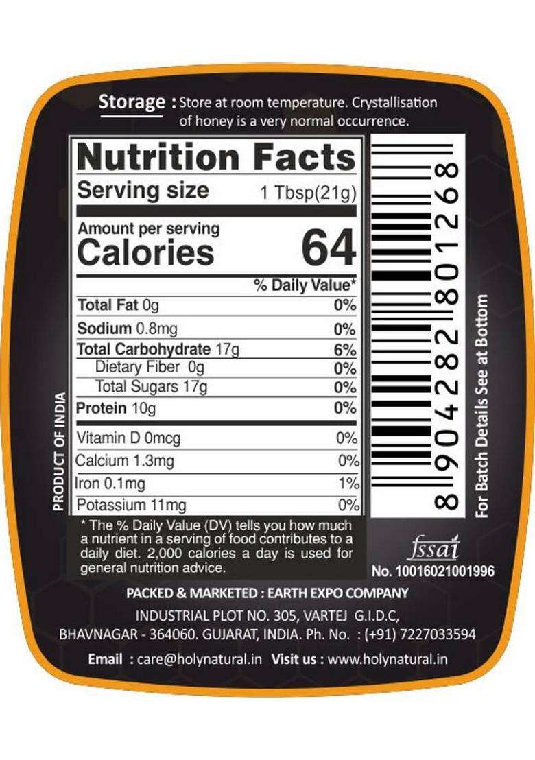 Holy Natural Black Honey | Pure & No Add Sugar Color Energy Immunity Booster (500 G) - Indya