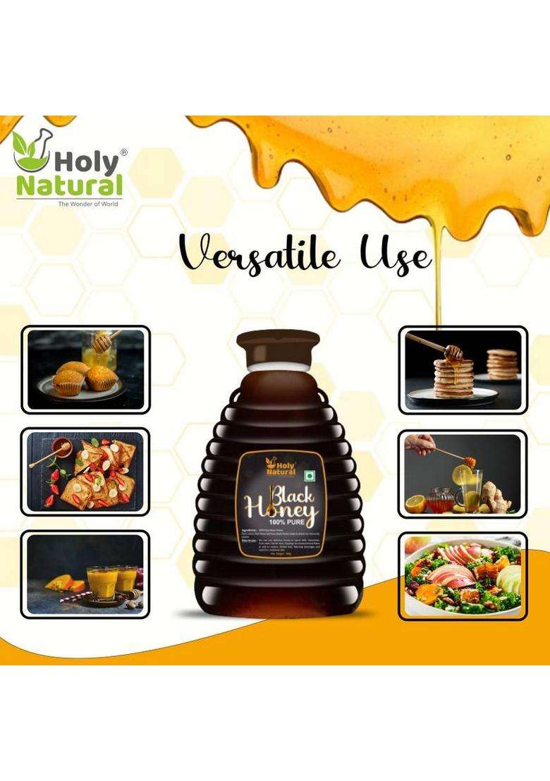 Holy Natural Black Honey | Pure & No Add Sugar Color Energy Immunity Booster (500 G) - Indya